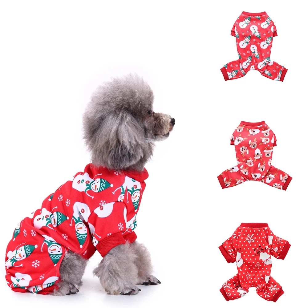 Christmas Dog Pajamas Winter Pet Clothes Halloween Cat Pyjama for Small Dogs Jumpsuits Coat Warm Sleepingwear Chihuahua Pomerani