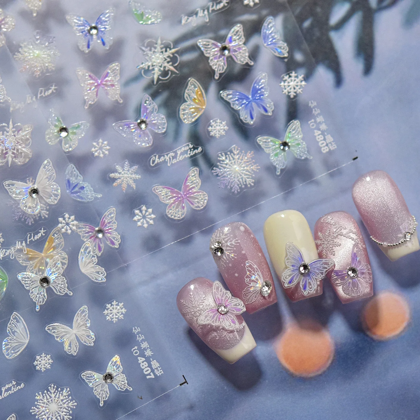 Shimmering Colourful Butterfly Gentle Nail Art Stickers Lovely Dreamy Shiny Rhinestone Hipster Manicure Decal Elegant Decoration