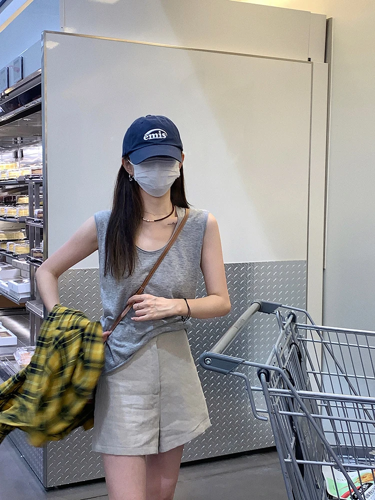 

Женские повседневные прямые брюки с высокой талией из 100% льна, модель Slimming Shorts, от Miss 77