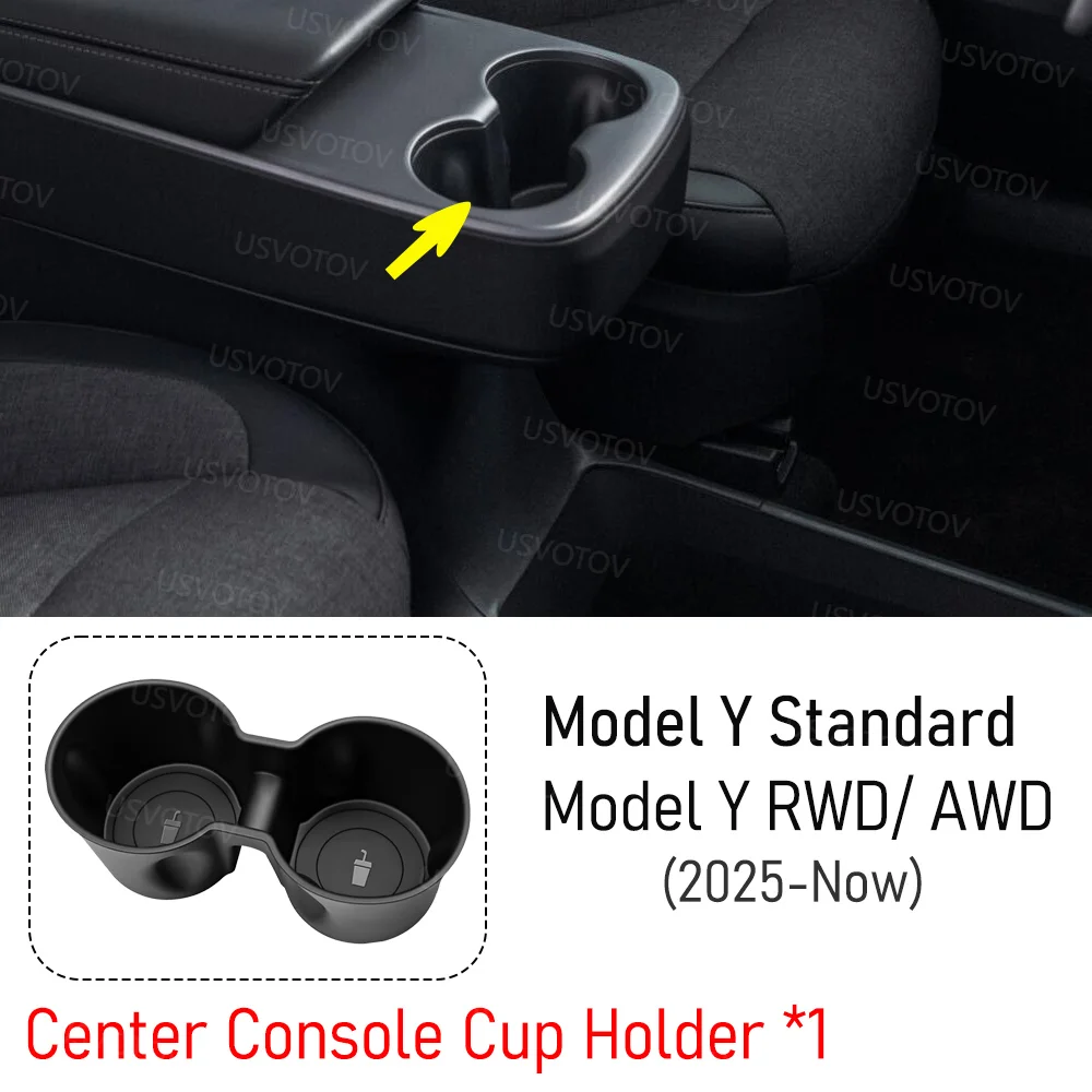 Mittelkonsolen-Organizer für Tesla Model Y Standard RWD 2026 Zubehör Kofferraum-Seitenstauraum Getränkehalter Brems- und Gaspedalabdeckung
