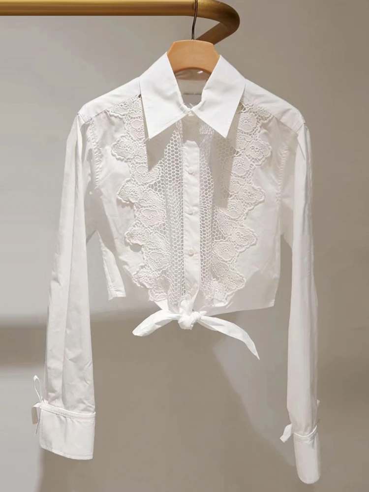 

Ele Lace Hollow out Belted irt Top Summer Collection by S Home South Oil Faionable Commute Sle Polyester Fiber