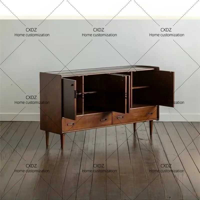 XX Solid wood dining side cabinet integrated oak locker travertine rock slab cabinet living room