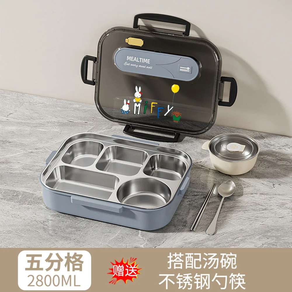 ميفي 5 مقصورة بينتو مجموعة صناديق 2800 مللي حاوية طعام من الفولاذ المقاوم للصدأ مع حقيبة معزولة وعاء الحساء أدوات المائدة للمكتب والمدرسة #5