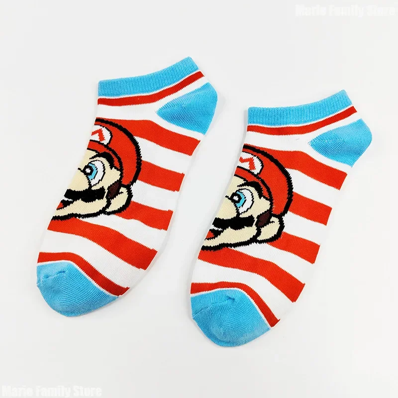 Calzini in cotone Super Mario Bros calzini da barca divertenti Anime Cartoon uomo donna calzini corti invisibili antiscivolo calzini sportivi