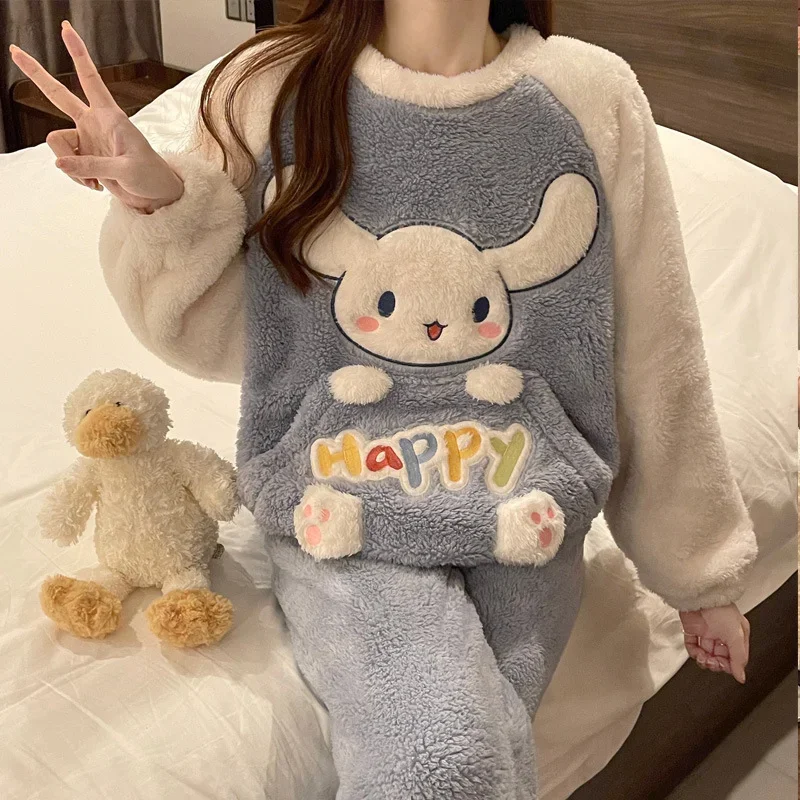 Disney pajamas winter warm two-piece set Minnie loungewear Disney loungewear cute cartoon Minnie winter warm pajamas