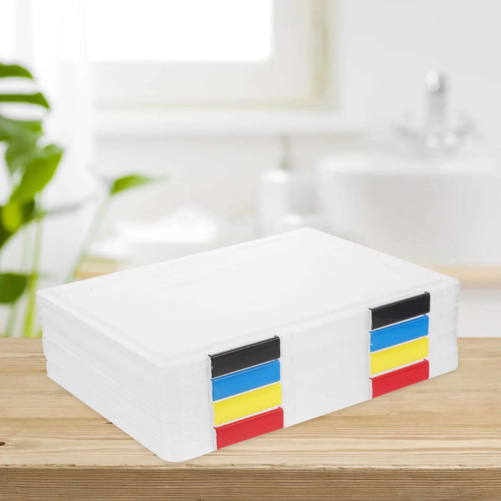 4Pcs Wear-Resistant File Organizer Box Clear Stackable Document Storage for A4 Papers Contracts Recipes Box File