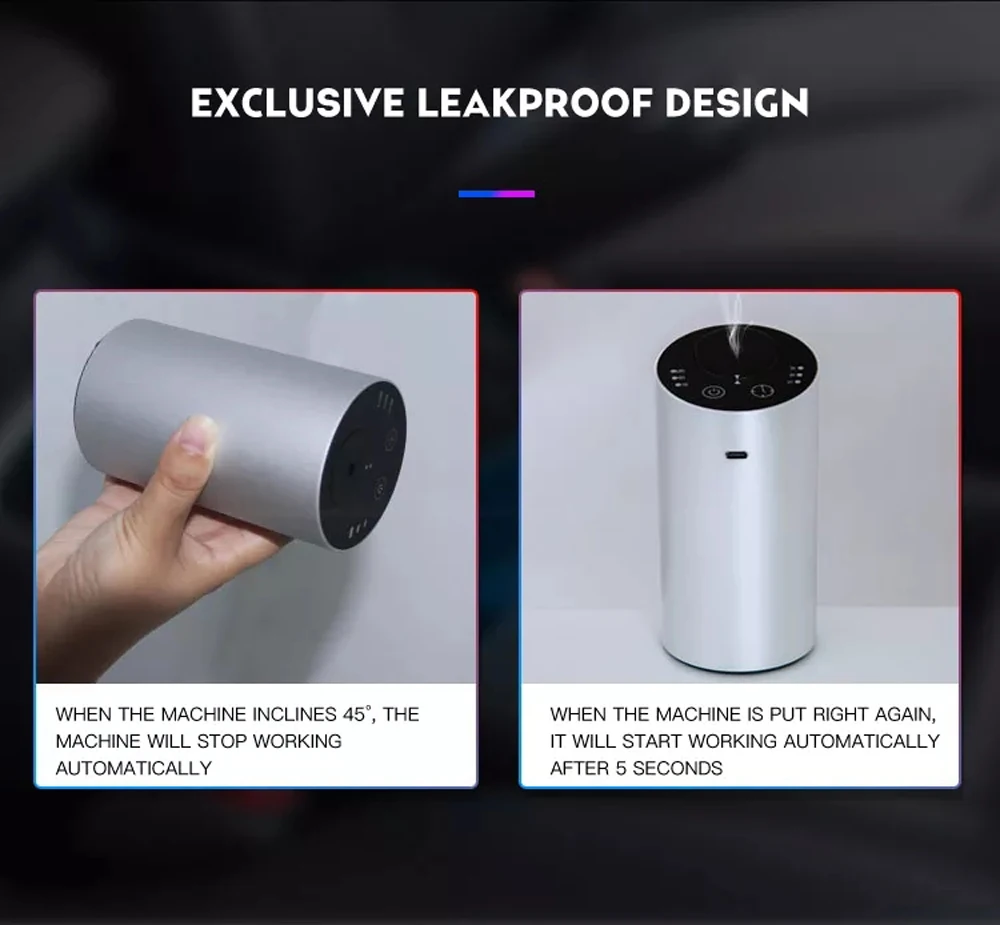 Kabelloser Auto-Aroma-Diffusor mit 20 ml leerer Flasche für ätherische Öle, wiederaufladbarer Duftdiffusor, elektrischer Geruch für Zuhause und Schlafzimmer – Detail 5