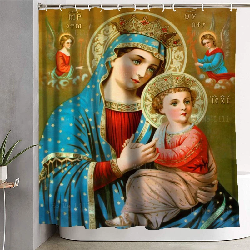 Our Lady Of Perpetual Help Saint George And The Dragon Church Icon Orthodox Christianity Religious Shower Curtain By Ho Me Lili