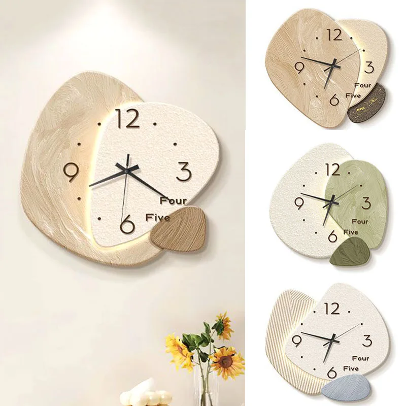 2024 New Simple Irregular Wall Clock Living Room Dining Room Bedroom Creative Decoration Clock Hanging Picture USB Wall Lamp