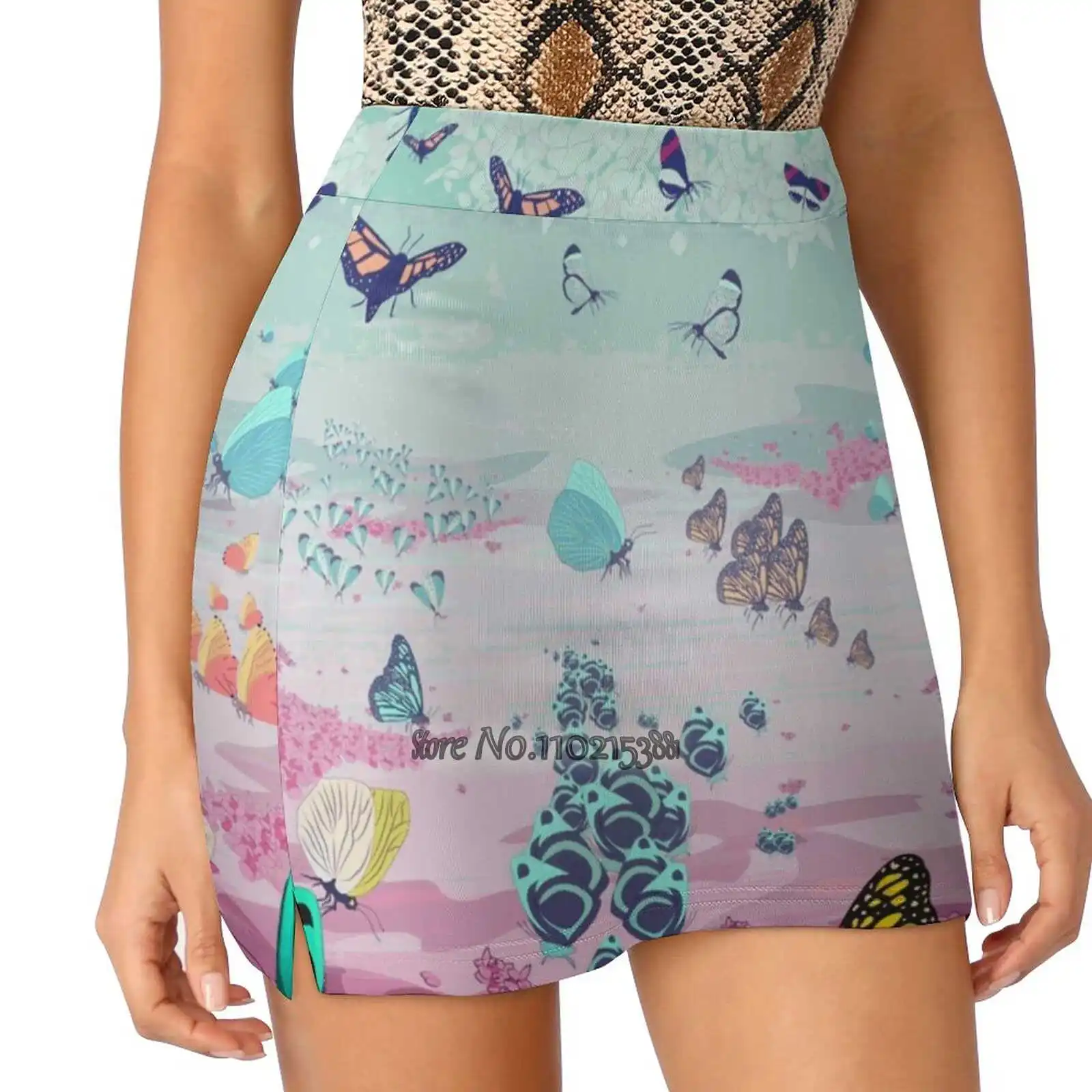 

The Kingdom Women Mini Skirt Two Layers With Pocket Skirts Sport Fitness Running Skorts Butterflies Kids Teen Girls Woman For