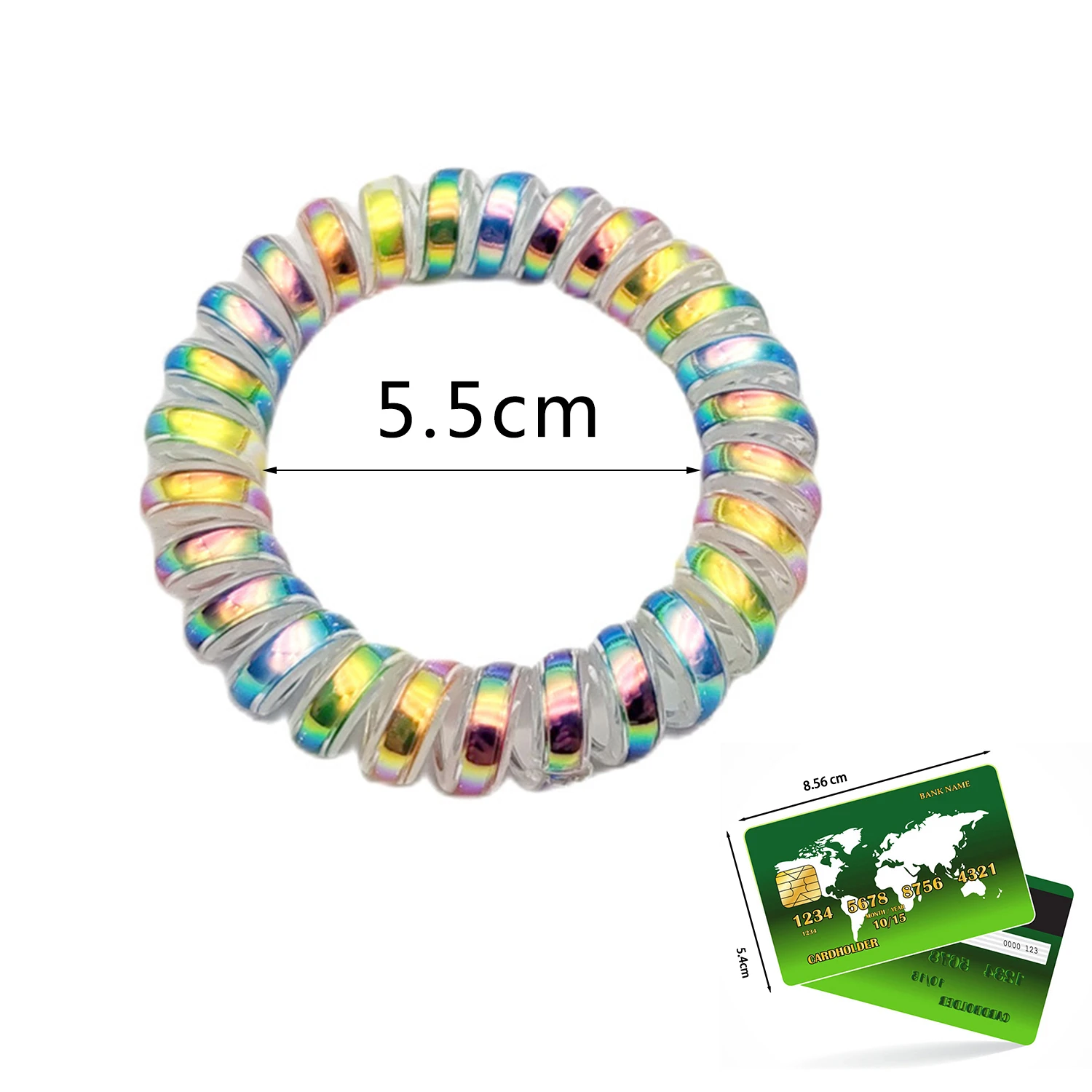 1PC Holographic Coil Wire Hair Tie Rainbow Color Spiral Telephone Line Hair Ring Elastic Hair Bands For Girls Hair Accessories