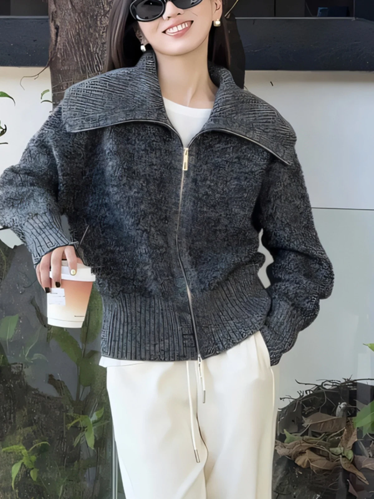 ay Cardigan aperto lavorato a maglia con cerniera da donna Pendolarismo Sle Versione coreana Pendolarismo semplice Nuovo marchio Autunno Inverno Faion Gtuq
