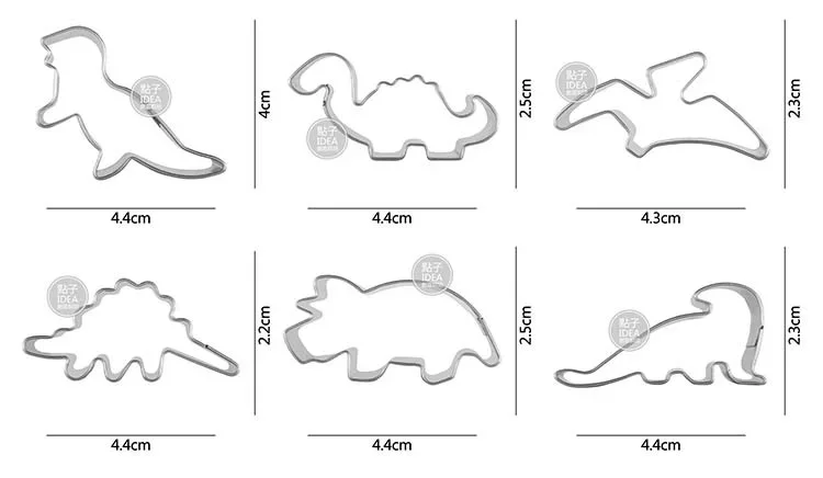 6Pcs Hot Stainless Steel Dinosaur Animal Baking Biscuit Cookie Cutter Cake Mold  Utensils