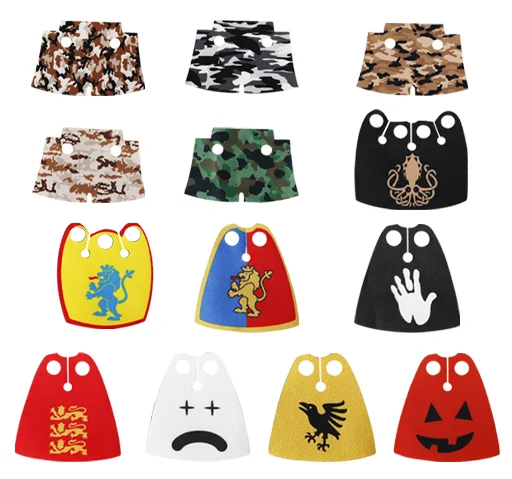 MOC Medieval Military Series Building Blocks Castle Knights Soldier Figures Shield Flag Helmet Cloak Accessories War Bricks Toys