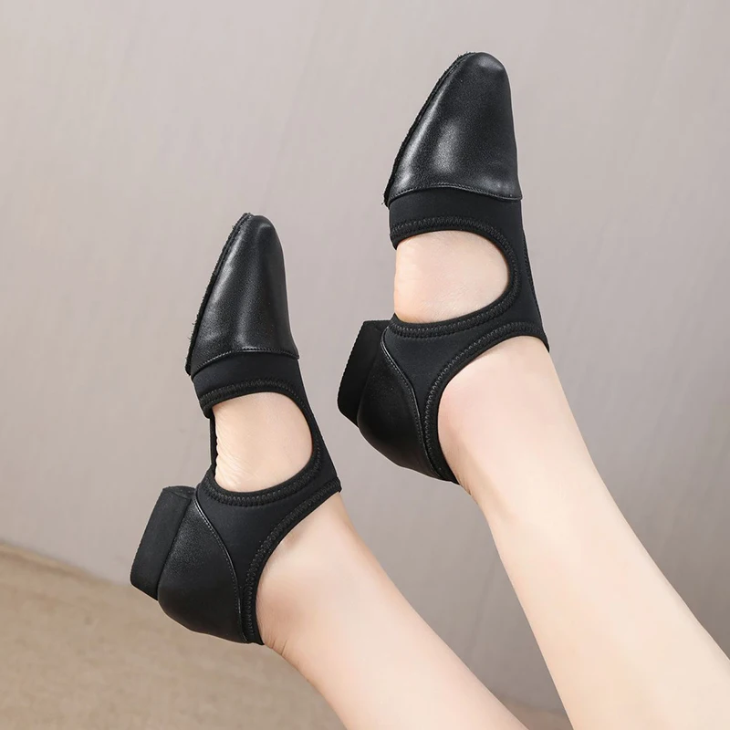 Jazz Dance Shoes Stretch Jazz Shoes For Women Ballet Jazz Dancing Suede Sole Teachers's Dance Sneaker Sandals Excercise Shoes