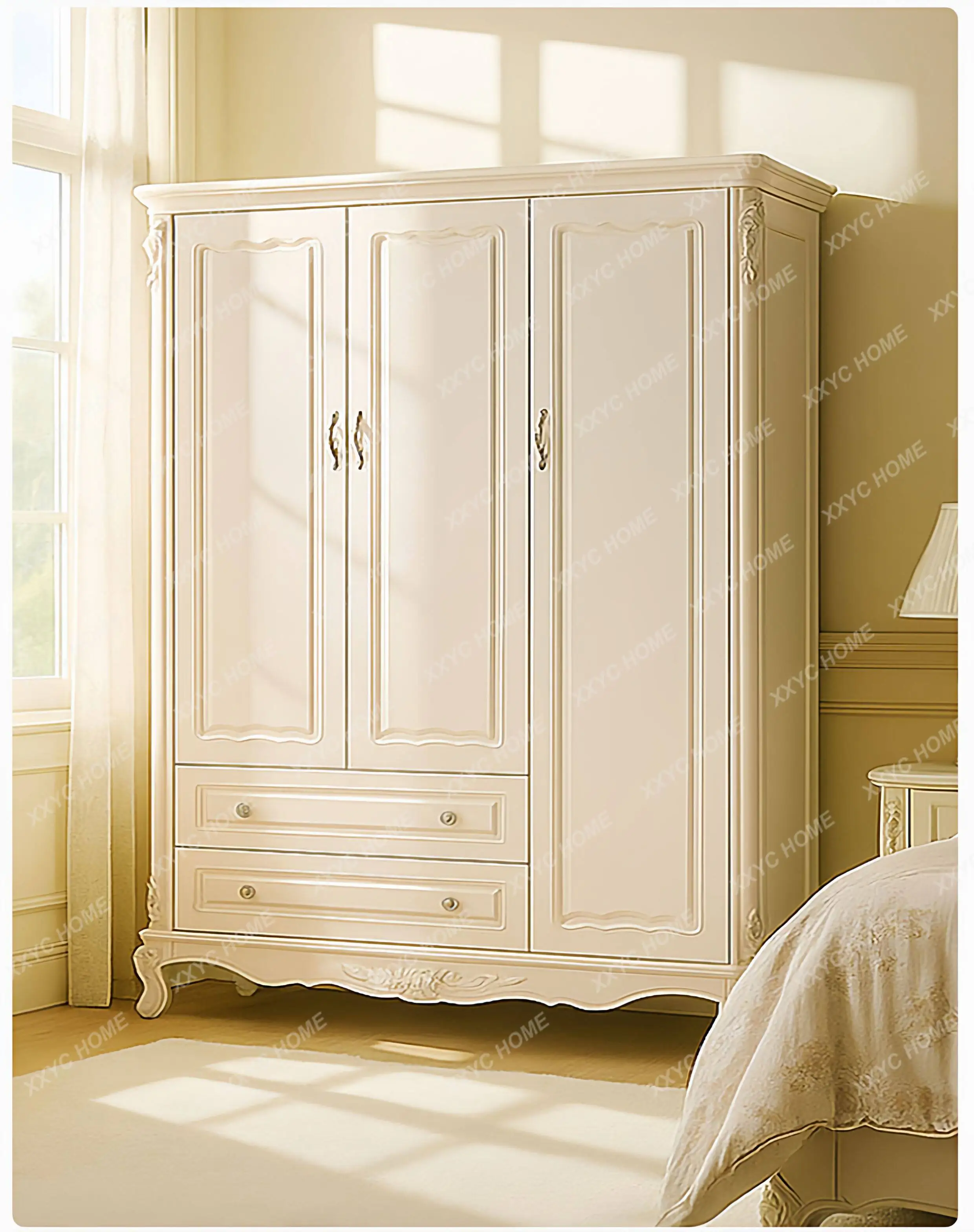3 door open white independent wardrobe large capacity bedroom light luxury wardrobe