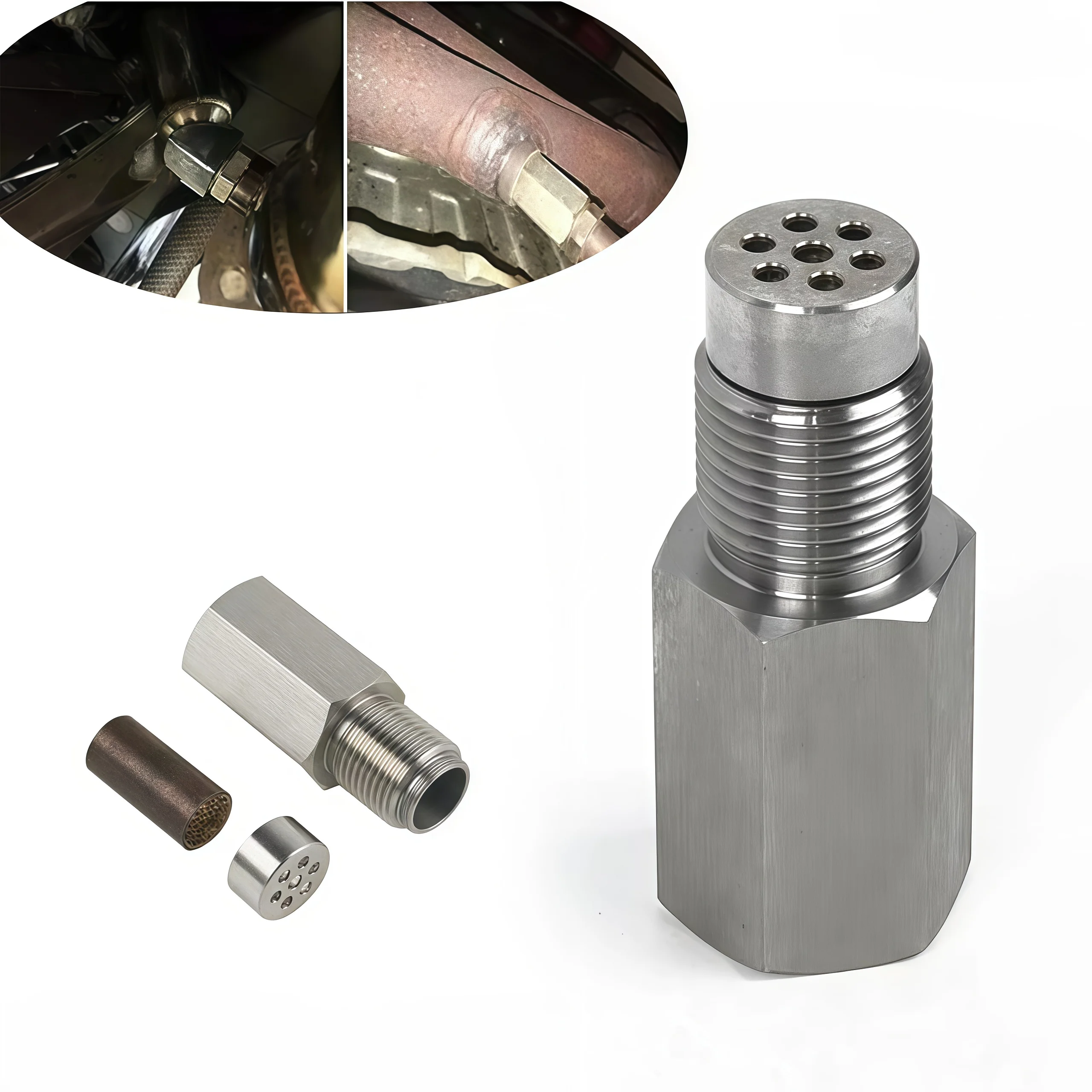 1 unidad Adaptador de sensor de oxígeno para coche, para la eliminación de la luz de advertencia del motor, mini convertidor catalítico de intervalo para sensor de oxígeno de red catalítica