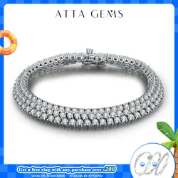 ATTAGEMS D Color Round Cut 2.5mm Moissanite Bracelet for Women Man White Gold Plated 925 Silver Pass Diamond Tester Bracelets