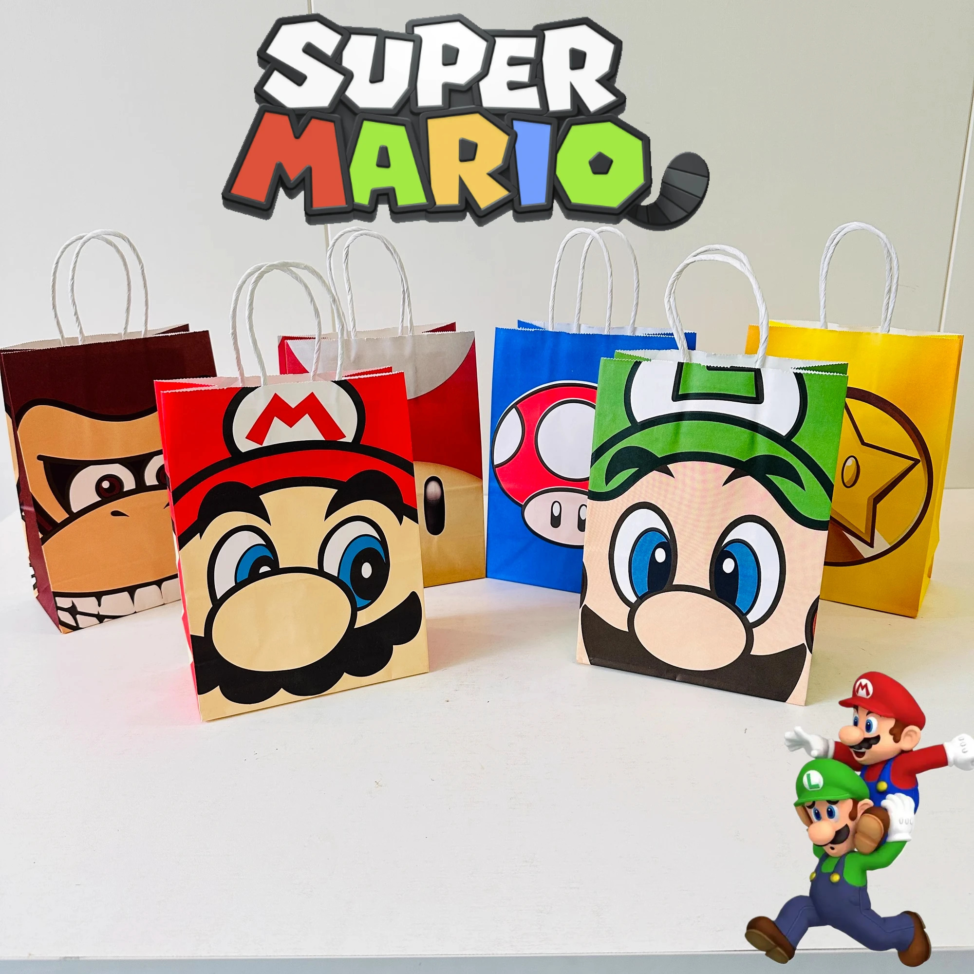 1/10pcs Super Mario Bros Gift Bag 10style Hand Paper Bag Party Decoration Anime Accessories Cute Bowser Luigi Princess Peach