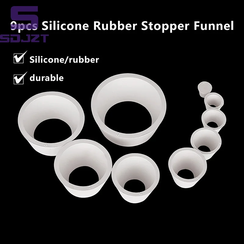 9Pcs Suction Bottle Mat Rubber Filter Cone Smooth Stopper Filtration Assemblies Adapter Tapered Silicone Stopper Funnel