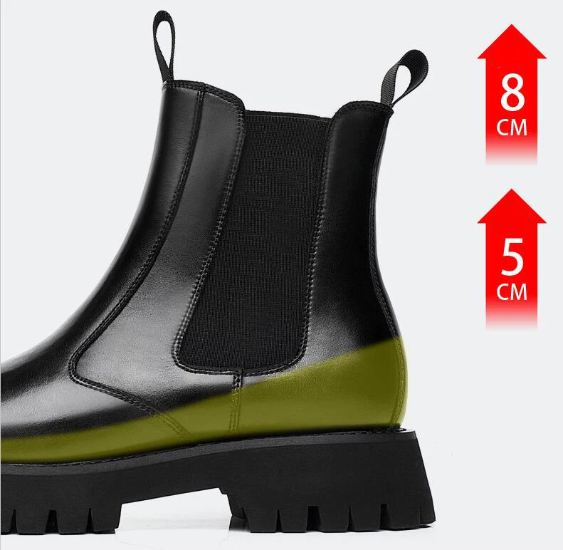 2025 Winter Männer Chelsea Gummi Stiefel Unsichtbare Ferse Männer Angehoben Stiefel Männer Leder Plattform Stiefel Höhe Zunehmende – Detail 2