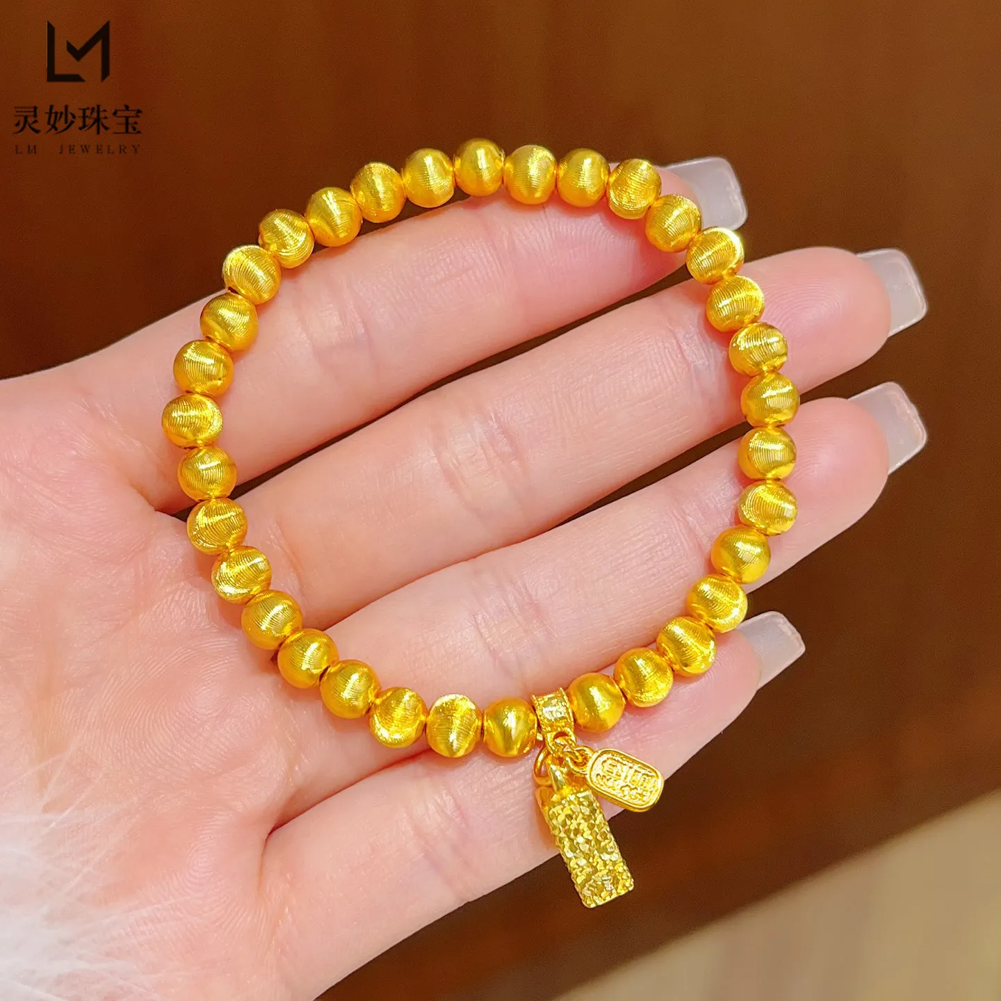 Brushed Cat Eye Broken Gold Small Square Bracelet Women 24K Gold AU999 - Fine Craftsmanship, Durable & Good-looking