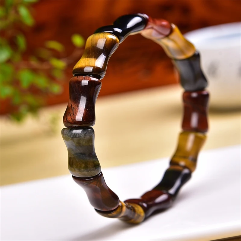 Natural Colored Tiger Eye Stone Bangle Charms Handmade Fortune Energy Bangle Mineral Woman Amulet Jewelry Gift 12x15MM