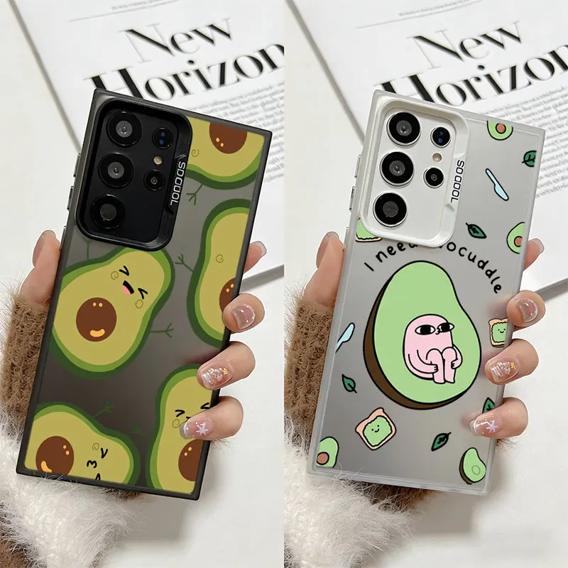 Funda para teléfono Samsung Galaxy S26 Edge S25 S24 S23 S22 Ultra S21 S20 FE 5G S10 Plus, nueva funda con Emoji, aguacate, hombre pequeño