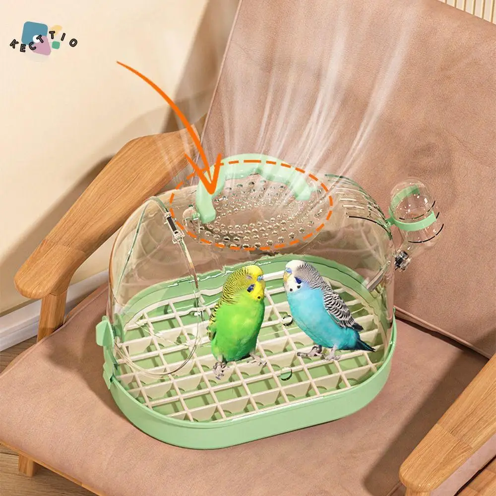 

Portable Bird Transport Cage Breathable Escape-Proof Buckle Parrot Cage Clear Window Ventilated Parrots Carrying Case Travel