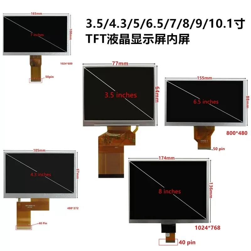 For 3.5 4 5 6 7 8 9 10.1 Inch LCD Screen Industrial Vehicle Central Control GPS Navigation Display Monitor
