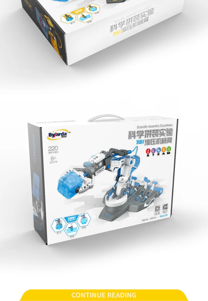 Kit Robot fai da te giocattolo con braccio meccanico idraulico a vapore per l'istruzione della scuola elementare Set di costruzioni per bambini