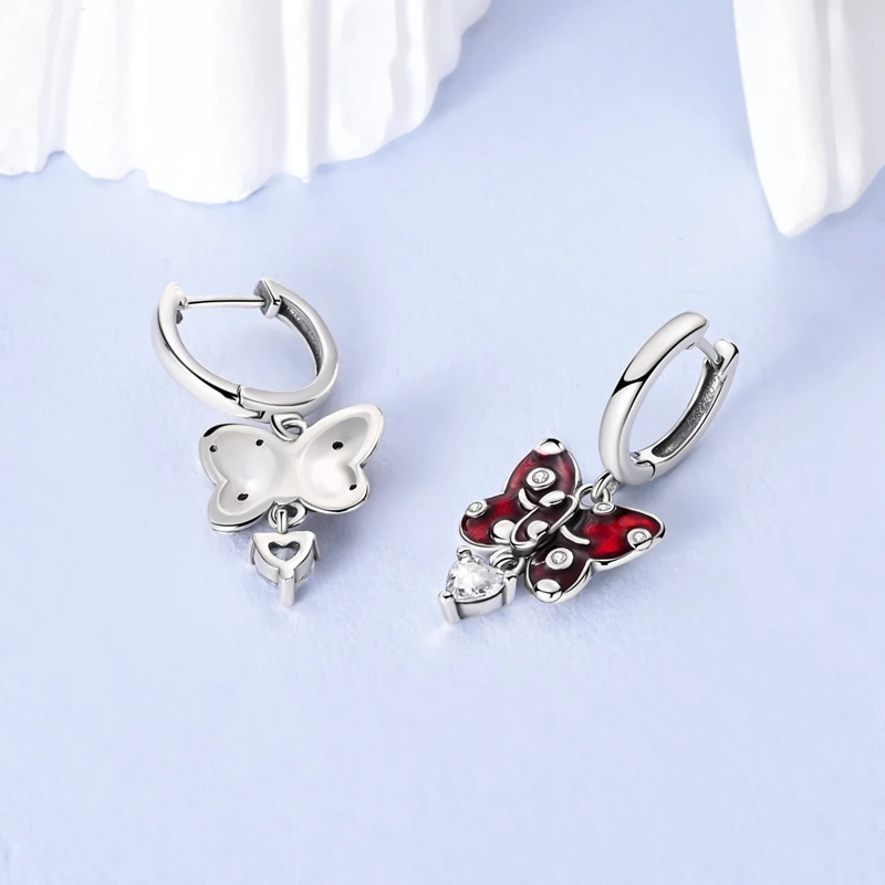 

925 Sterling Silver Earrings Women Classic Red Bow Drop Earring For Anniversary Wedding Jewelry Gifts