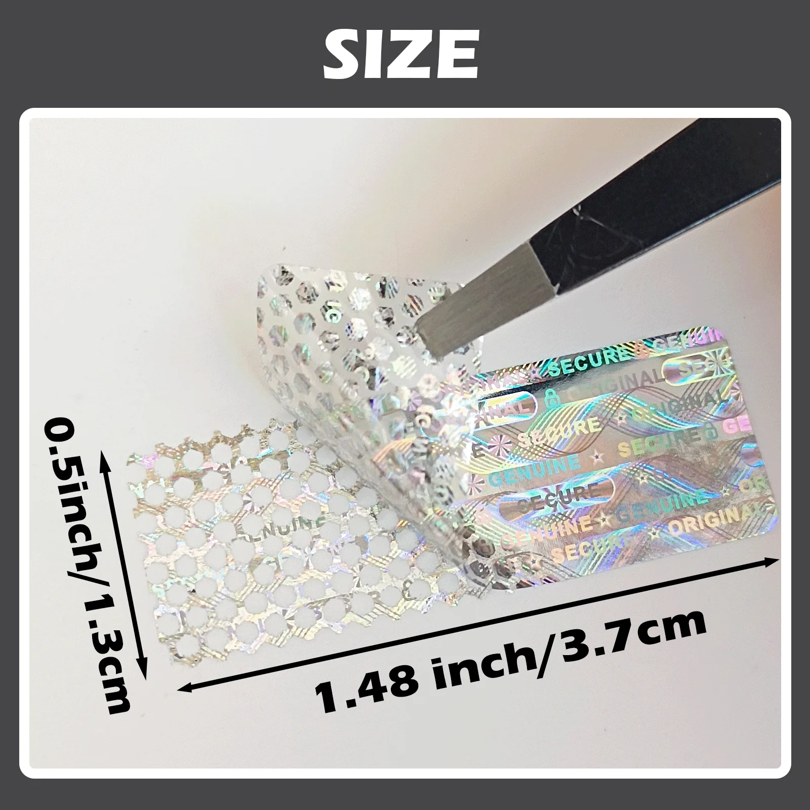 Custom Silver Hologram Security Stickers Tamper-Proof Warranty Void Anti-Counterfeit Genuine Seal with Custom Text