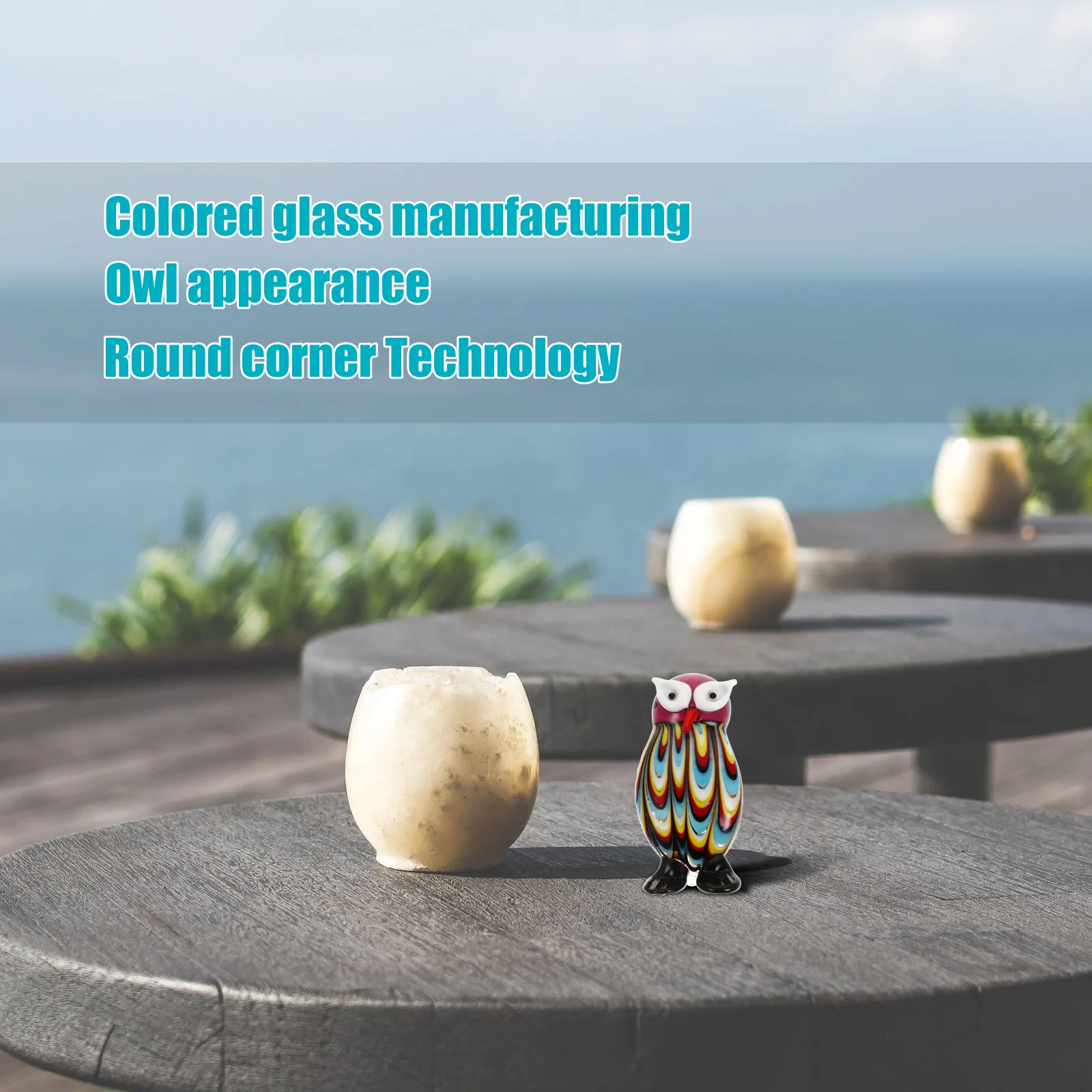 

1pc Owl Shape Statue Colorful Desktop Decor Resin Home Office Garden Decoration Glass Waterproof Adorable Owl Ornament For House