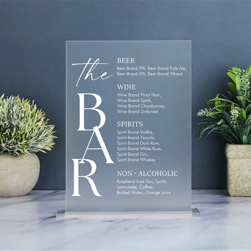 

The Bar Sign Modern Drink Menu Sign Minimalist Wedding Bar Menu Simple Wedding Drink Menu Sign Wedding Drink Signage
