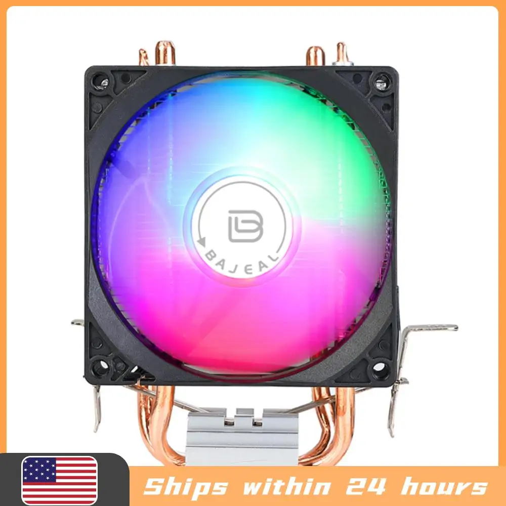 

Воздушный кулер для процессора с 2 тепловыми трубками, тихий вентилятор с RGB-подсветкой, 3-контактный вентилятор для охлаждения процессора, совместимый с Intel 1150/1151/1155/1156/1200, AMD AM2.