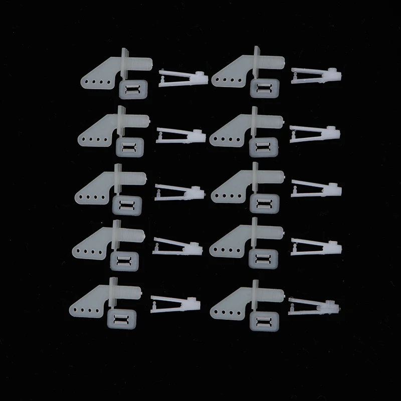 10Sets Medium Lock On Nylon Control Horn And Clevis Set Rudder Servo Ailerons Elevators For RC Fixed Wing Airplane Parts
