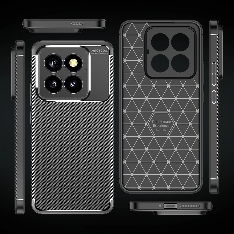 Carbon Fiber Cover For Xiaomi 14 Pro Case Bumper Anti-knock Silicone Funda For Xiaomi 14 ProThin Phone Case For Xiaomi 14 Pro image 2