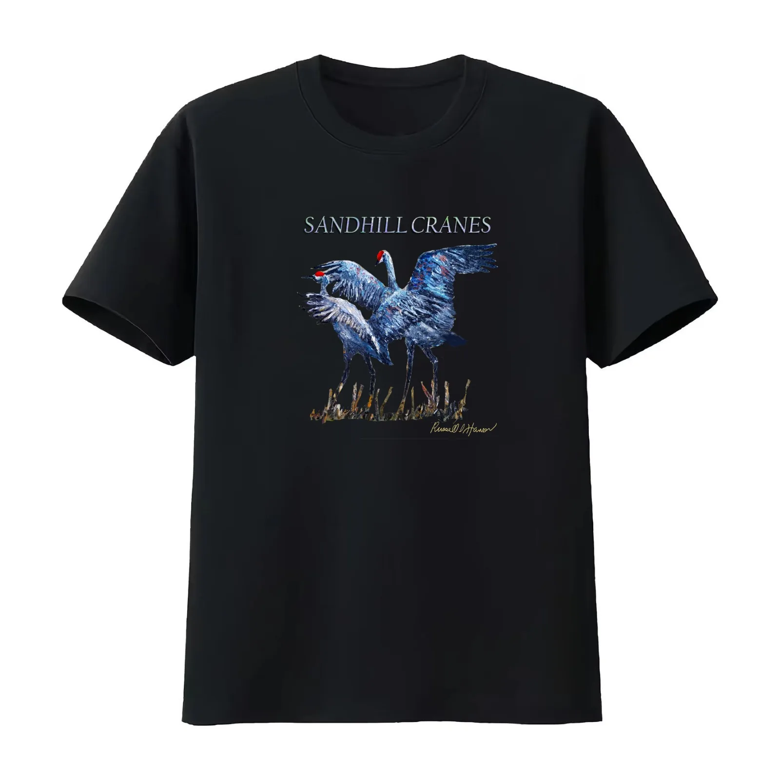 Sandhill Cranes T-Shirt Summer Casual Cotton Tee Oversized Streetwear Tops Vintage Graphic Print Loose Fit Short Sleeve