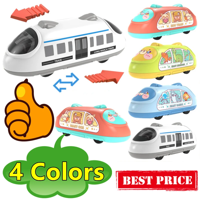 

New Children's Return High Speed Rail Cartoon Subway Forward and Backward in Both Directions Dinosaur Car Toy Gifts for Children