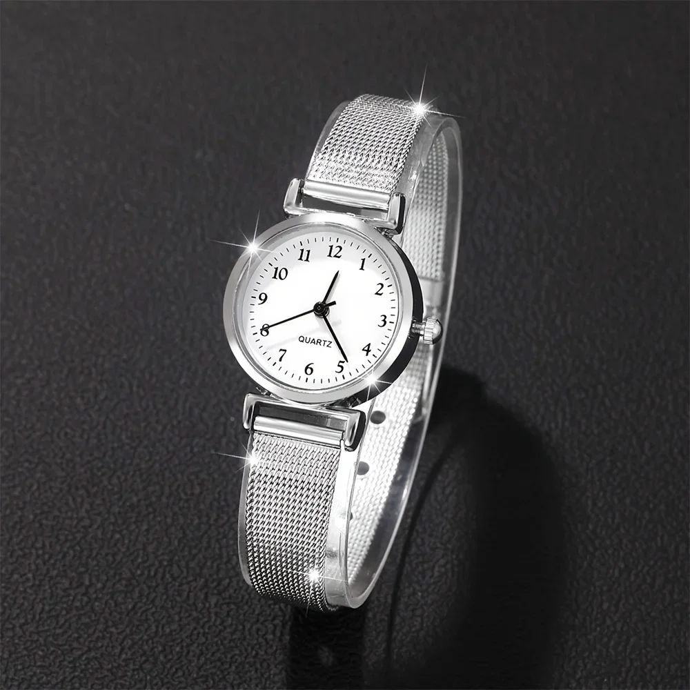 Jam Tangan Fashion Wanita Set Jam Tangan Gelang Kasual Jam Tangan Kuarsa Dial Sederhana Wanita Jam Gaun Montre Femme