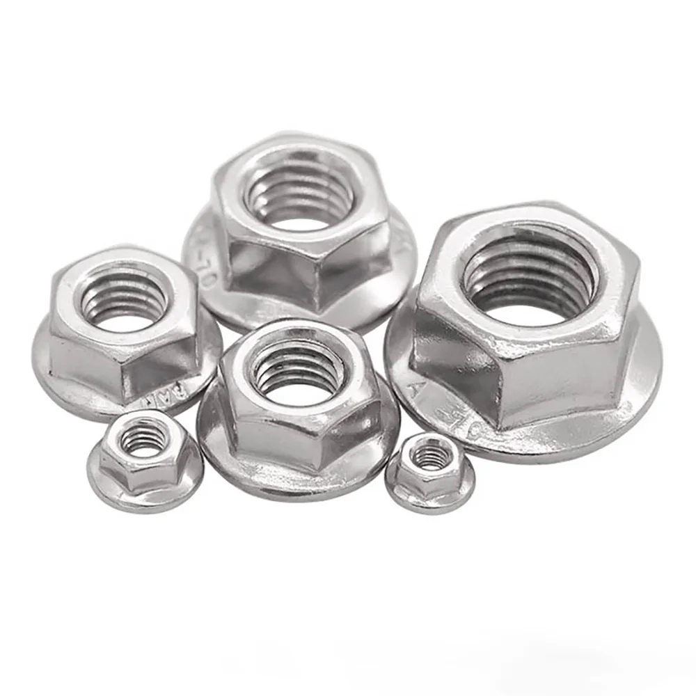 Hexagon Left Thread Flange Nuts M5 M6 M8 M10 M12 304 Stainless Steel Hex Reverse Tooth Pinking Slip Locking Lock Nut