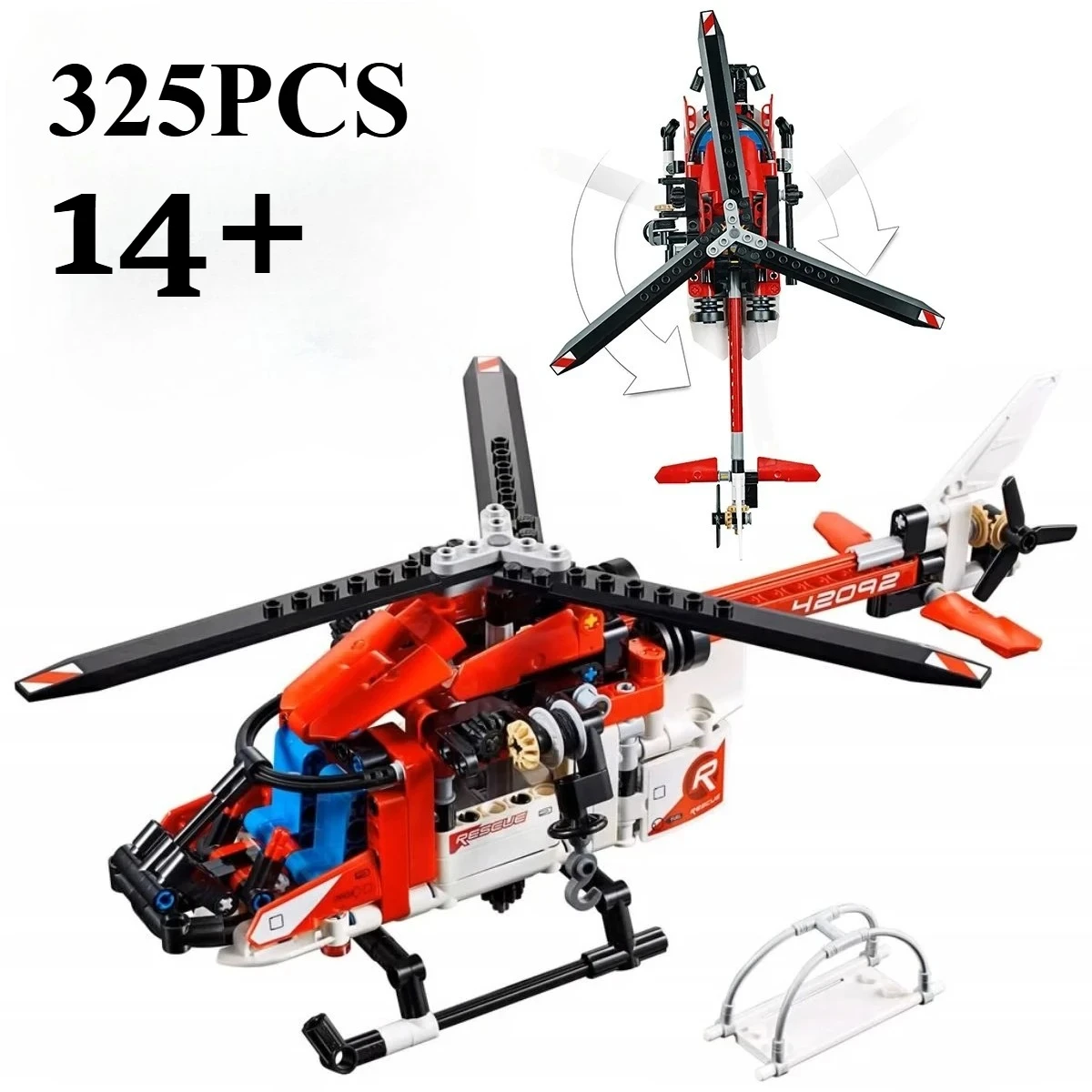 

325 шт. техническая модель спасательного вертолета 2 в 1, строительные блоки MOC, модель самолета Airbus, сборные кирпичи, игрушка в подарок для детей и мальчиков