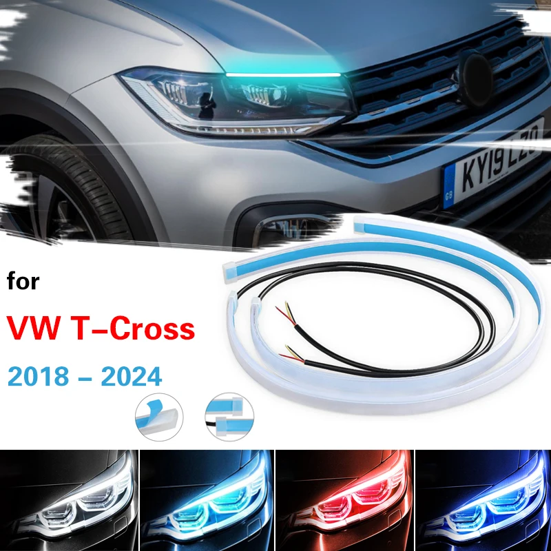 

2X Start-Scan LED Car DRL Daytime Running Lights Flowing LED For VW T-Cross 2018-2024 Tube Strip Turn Signal Lamp Styling 12V