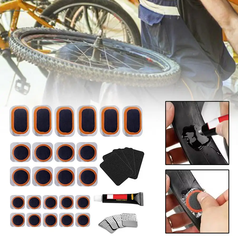 Kit de reparación de neumáticos de bicicleta, herramientas de reparación de pinchazos de tubo interior de ciclismo, Parche de tubo Fetal de goma portátil, V5o9