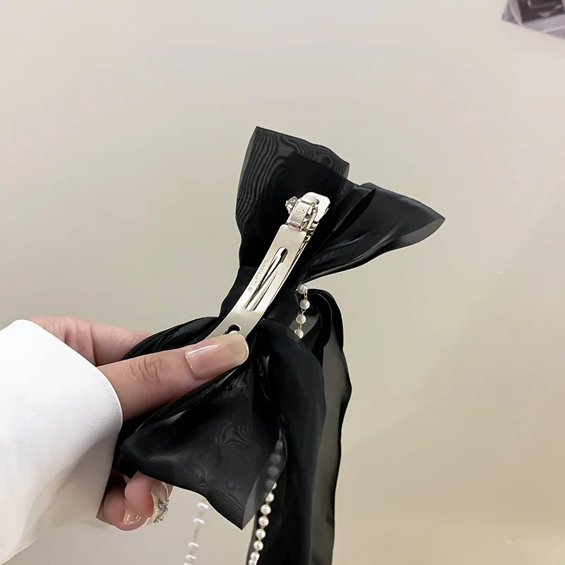 خمر مشبك شعر أنيق ثلاث طبقات القوس اللؤلؤ الشيفون سوبر الجنية نمط التعادل الشعر الربيع كليب Womne موضة إكسسوارات الشعر #4