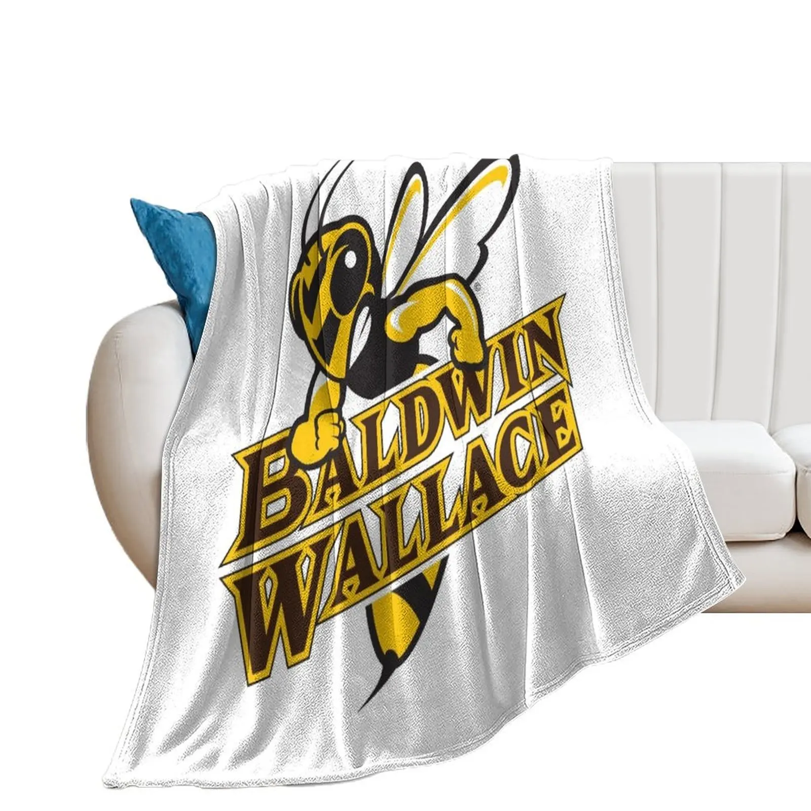 Baldwin Wallace Yellow Jackets logo Throw Blanket Flannel Heavy Blankets