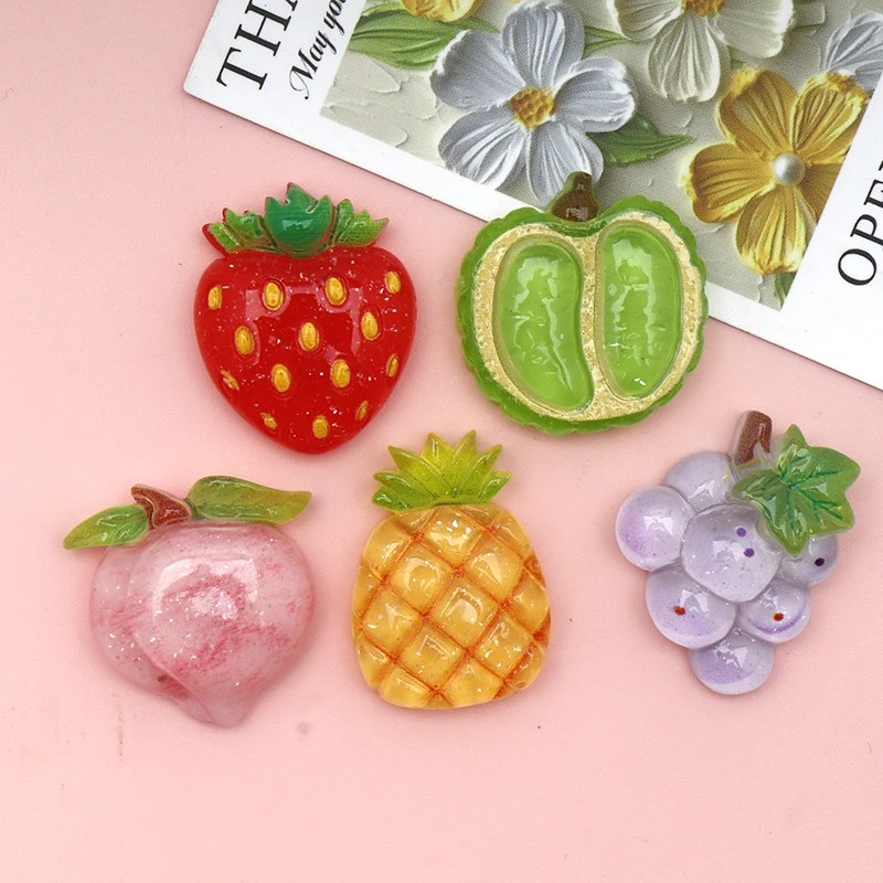 10/100pcs Kawaii Resin Decor Fruit Is Transparent Patch Cake Resin Dollhouse Flatback Cabochon DIY Crafts Decor
