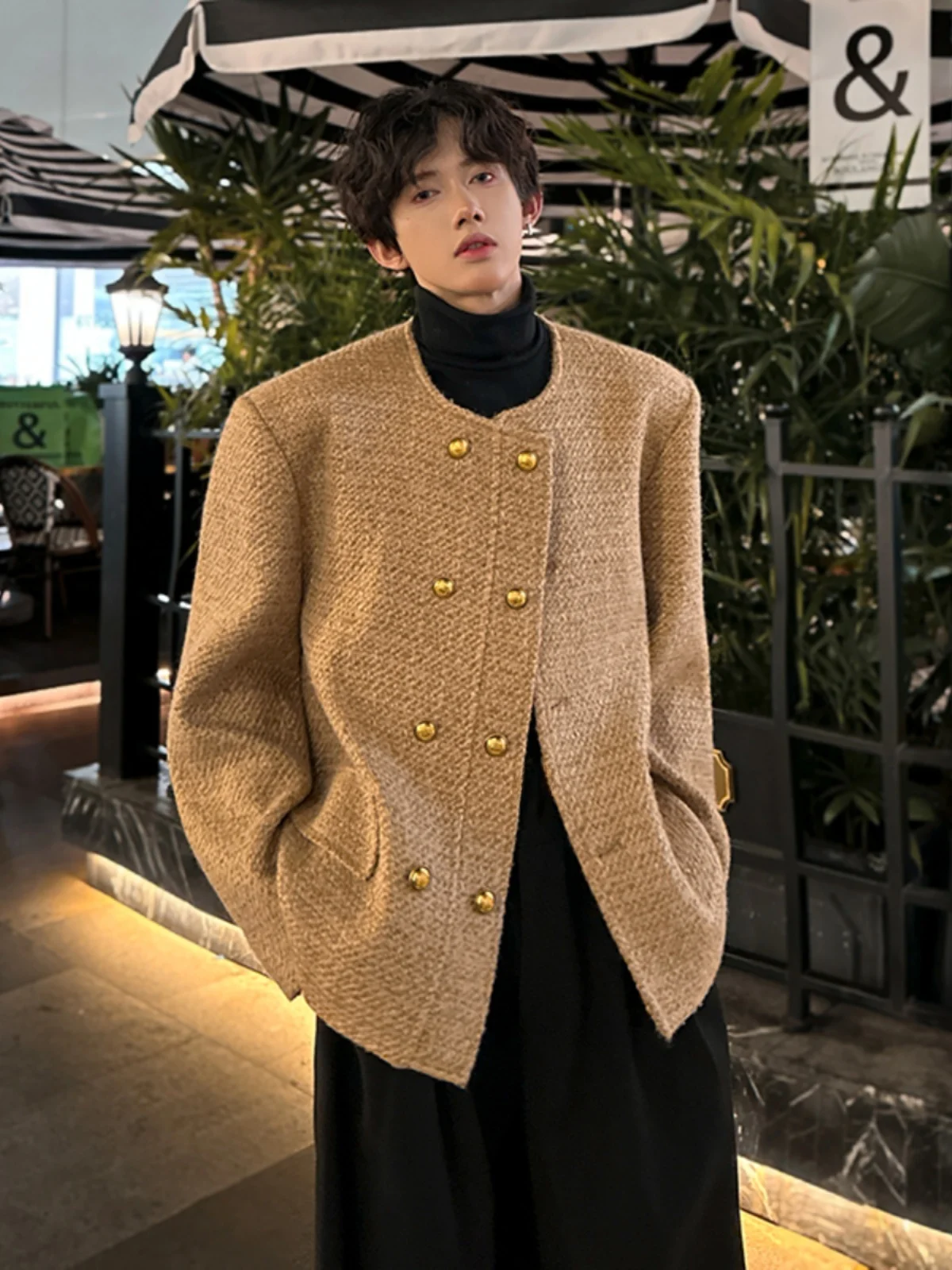 

ort Двухрядная мужская куртка с подкладкой на пуговицах, повседневная молодежная зимняя верхняя одежда из полиэфирного волокна