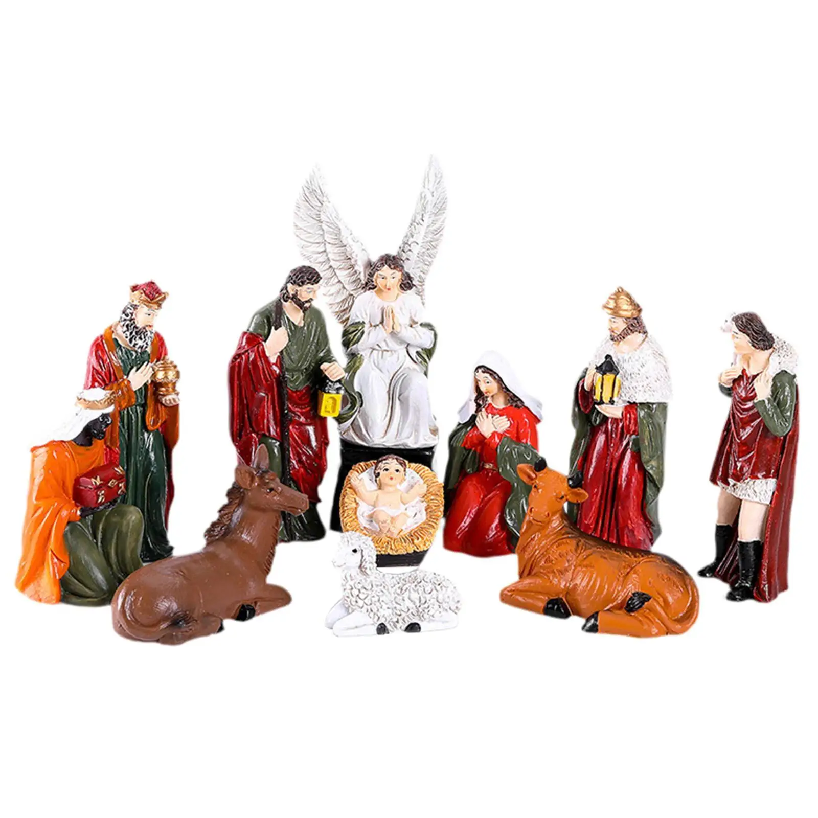 11x Christmas Nativity Scene Figurines Set Crafts for Cabinet Bedroom Shelf